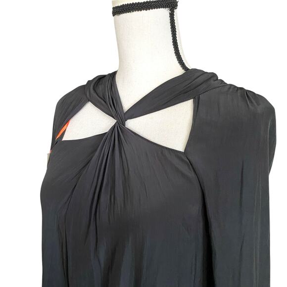 Ramy Brook Marina Cross Front Blouse Top Fits Sz S Black Long sleeve AS76361 325 - Picture 7 of 14
